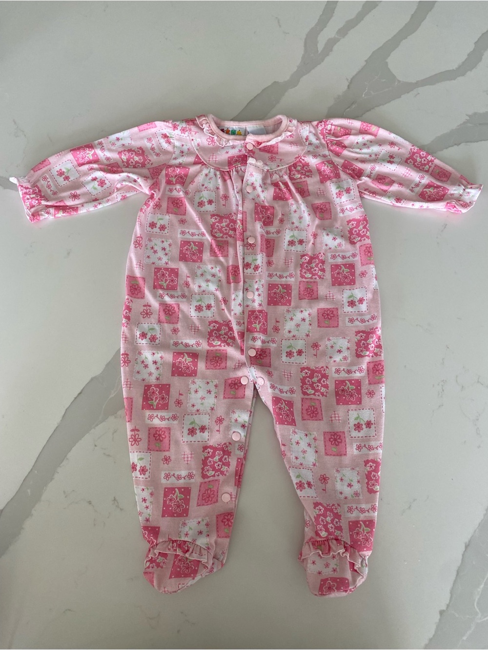 Vintage Miniwear Floral cottagecore patchwork print baby girl Snap Sleeper